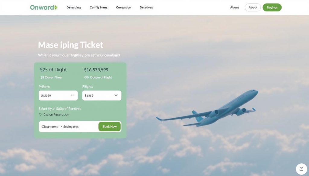 Interface de um site de serviço de bilhete de saída