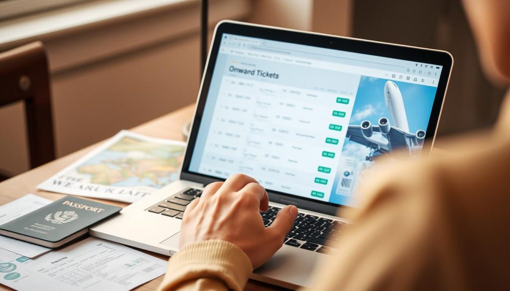Pessoa reservando um bilhete de saída online