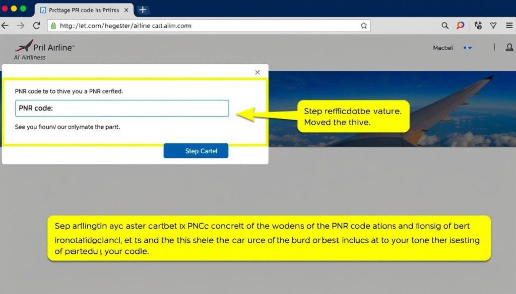 Captura de tela mostrando como verificar um código PNR no site de uma companhia aérea