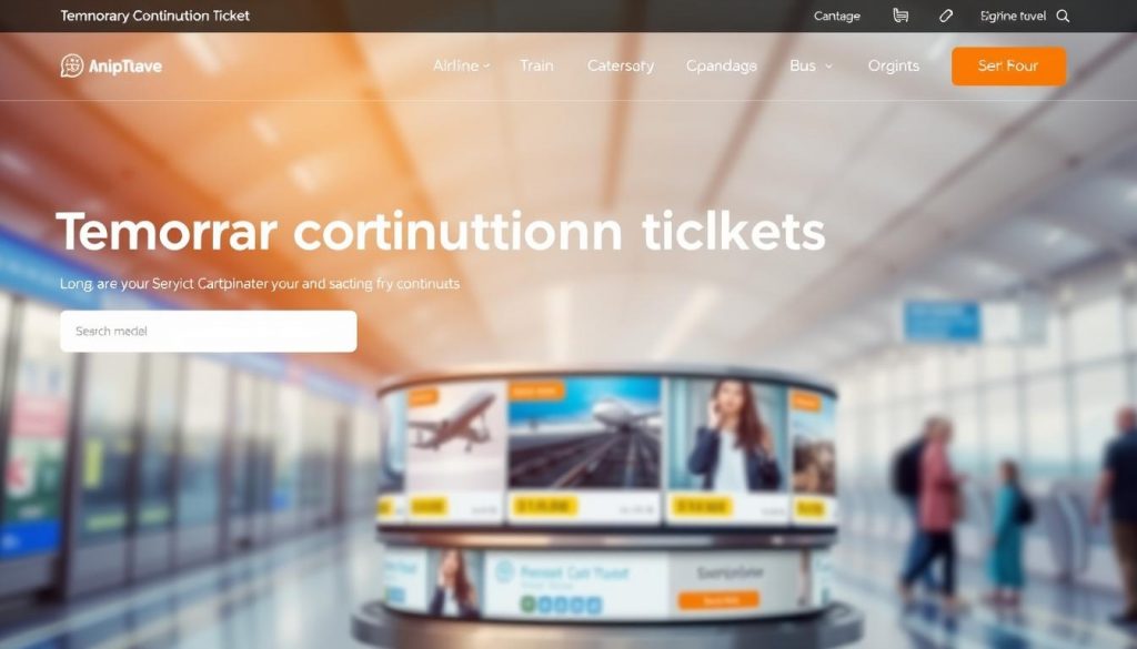 serviços online de bilhetes de continuação temporários